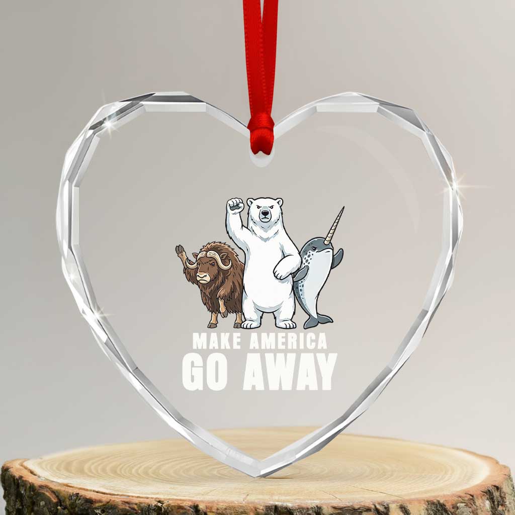 Funny Make America Go Away Heart Crystal Glass Ornament Anti Authoritarian Political Gag Gift