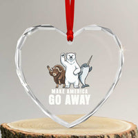 Funny Make America Go Away Heart Crystal Glass Ornament Anti Authoritarian Political Gag Gift