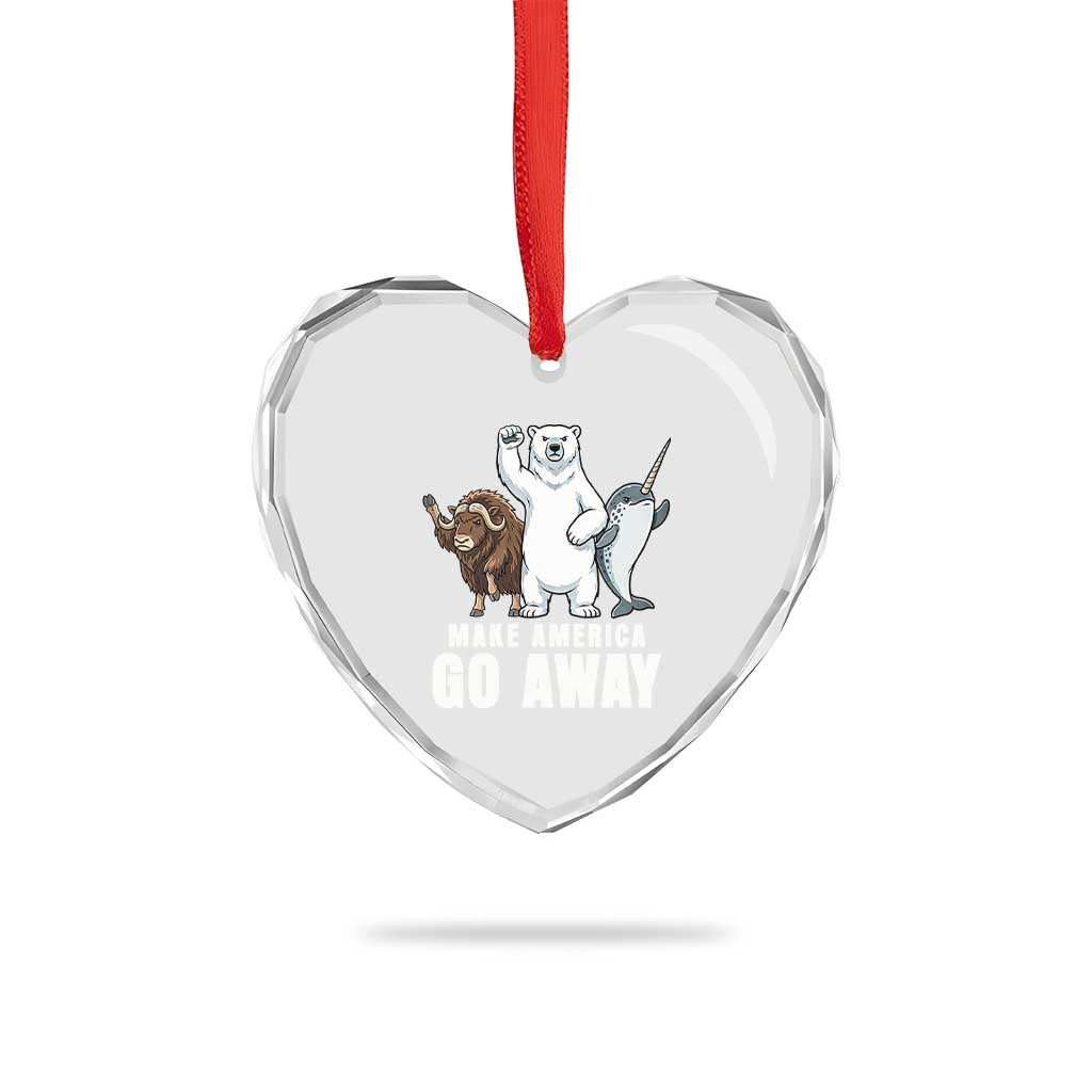 Funny Make America Go Away Heart Crystal Glass Ornament Anti Authoritarian Political Gag Gift