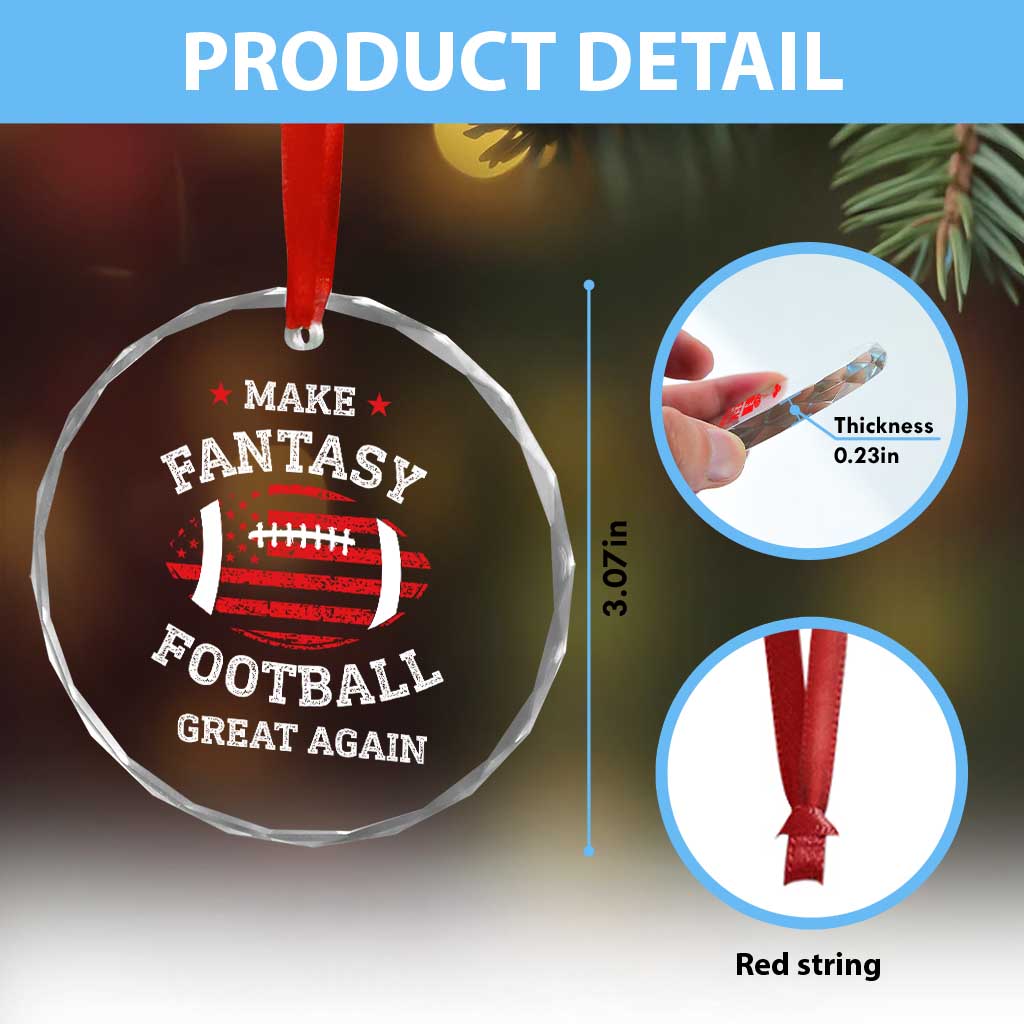 Funny Make Fantasy Football Great Again Crystal Glass Ornament - Wonder Print Shop