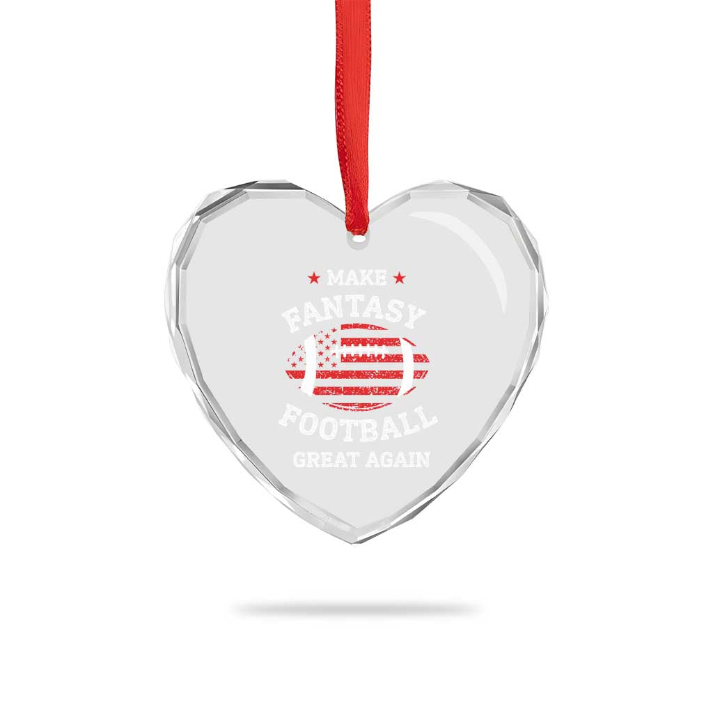 Funny Make Fantasy Football Great Again Heart Crystal Glass Ornament - Wonder Print Shop