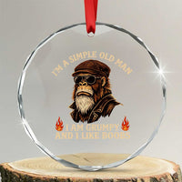 Funny Man Saying Crystal Glass Ornament Im A Simple Old Man I Am Grumpy And Like Boobs Bigfoot Gag Gift