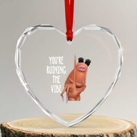 Funny Marcus Heart Crystal Glass Ornament You Are Ruining The Vibe Worm Meme - Wonder Print Shop