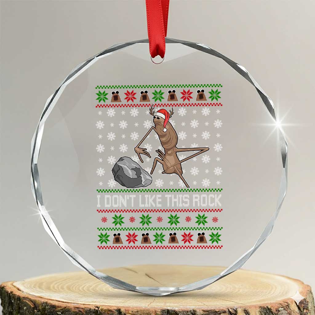 Funny Marcus The Worm Christmas Crystal Glass Ornament I Dont Like This Rock Xmas Holiday - Wonder Print Shop