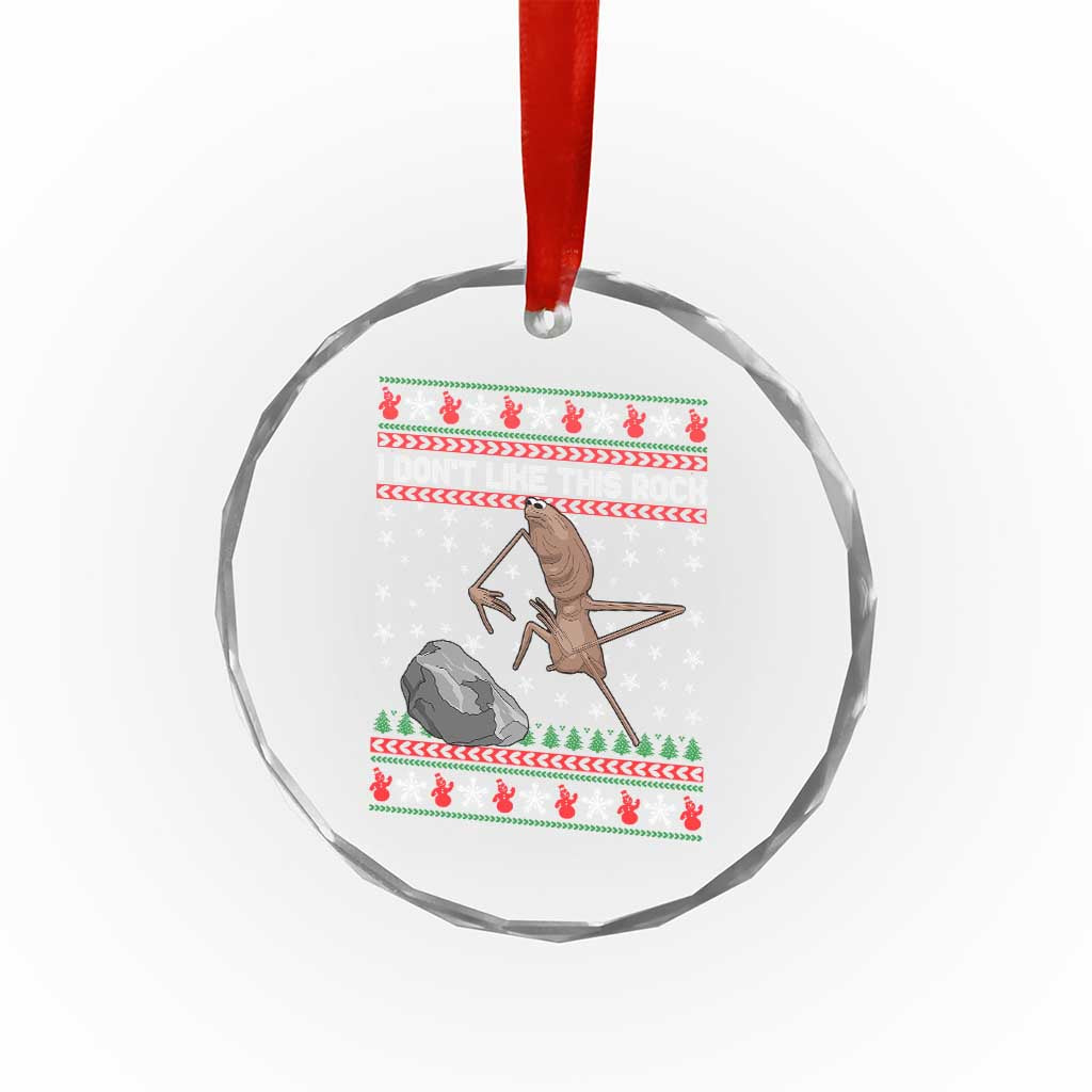 Funny Marcus The Worm Christmas Crystal Glass Ornament I Dont Like This Rock Xmas Meme - Wonder Print Shop