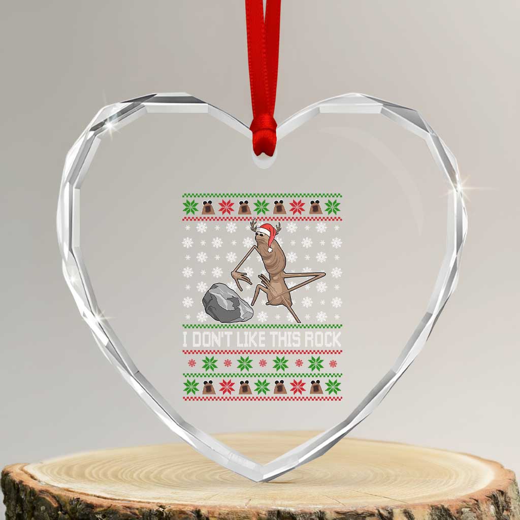 Funny Marcus The Worm Christmas Heart Crystal Glass Ornament I Dont Like This Rock Xmas Holiday - Wonder Print Shop