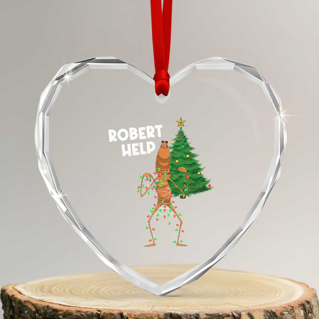 Funny Marcus The Worm Christmas Heart Crystal Glass Ornament Robert Help Xmas Tree - Wonder Print Shop