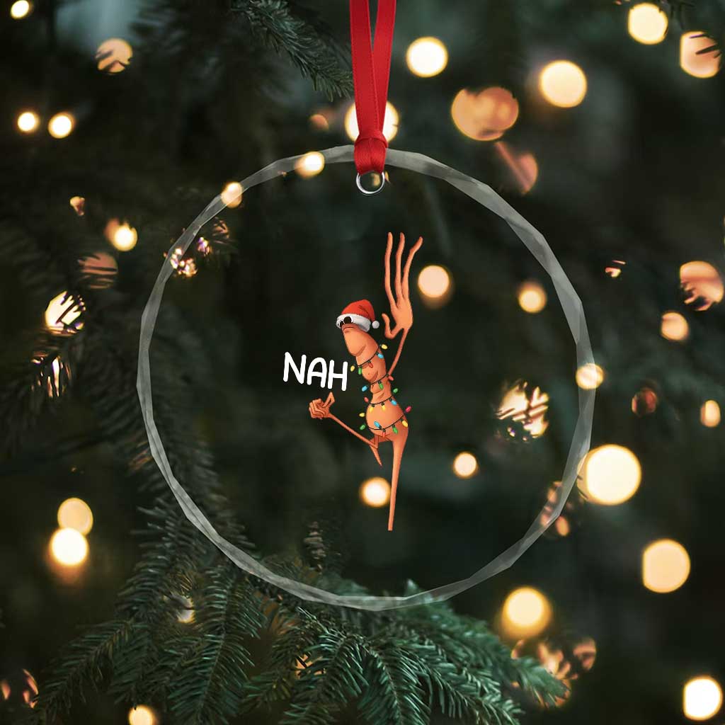 Funny Marcus The Worm Christmas Nah Crystal Glass Ornament - Wonder Print Shop