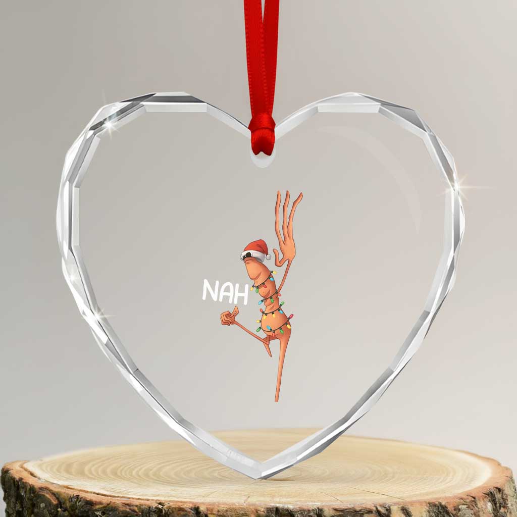 Funny Marcus The Worm Christmas Nah Heart Crystal Glass Ornament - Wonder Print Shop