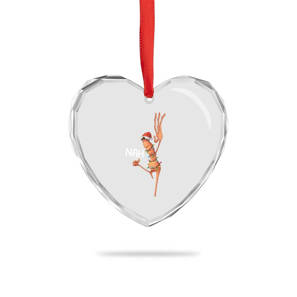 Funny Marcus The Worm Christmas Nah Heart Crystal Glass Ornament - Wonder Print Shop