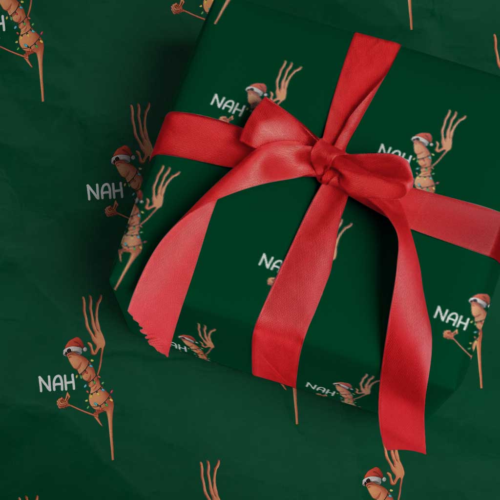 Funny Marcus The Worm Christmas Nah Wrapping Paper Roll - Wonder Print Shop