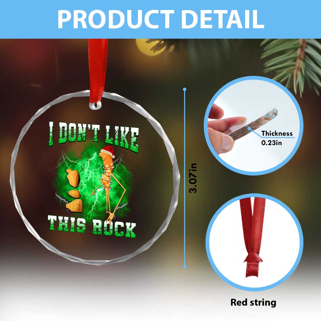 Funny Marcus The Worm Crystal Glass Ornament I Don't Like This Rock Brain Rot - Wonder Print Shop