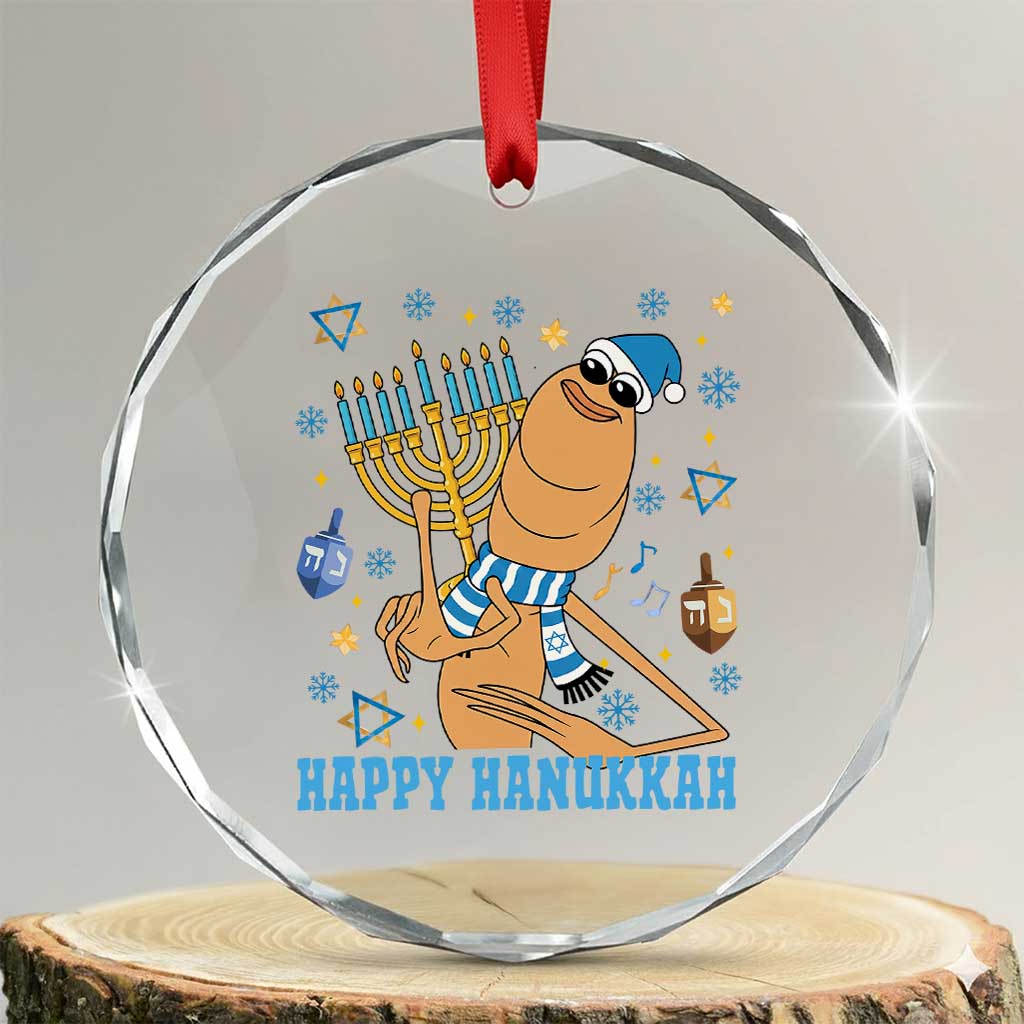 Funny Marcus The Worm Hanukkah Meme Crystal Glass Ornament - Wonder Print Shop