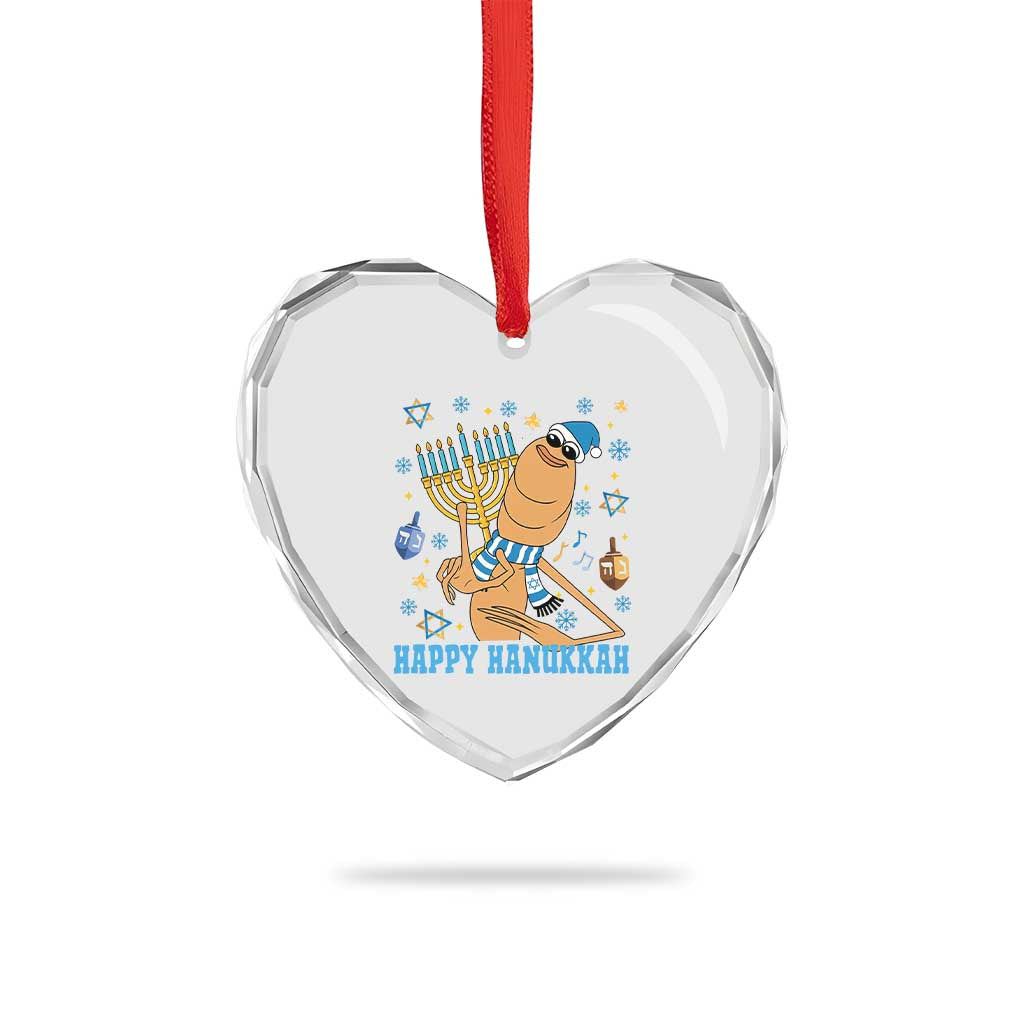 Funny Marcus The Worm Hanukkah Meme Heart Crystal Glass Ornament - Wonder Print Shop
