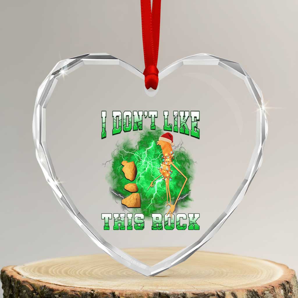 Funny Marcus The Worm Heart Crystal Glass Ornament I Don't Like This Rock Brain Rot - Wonder Print Shop