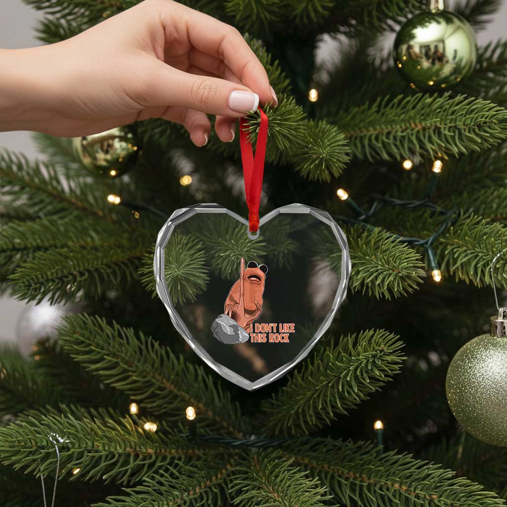 Funny Marcus The Worm Heart Crystal Glass Ornament I Dont Like This Rock Meme - Wonder Print Shop