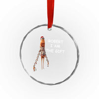 Funny Marcus the Worm in Ugly Christmas Sweater Crystal Glass Ornament Robert I Am the Gift Meme Holiday Humor - Wonder Print Shop
