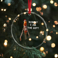 Funny Marcus the Worm in Ugly Christmas Sweater Crystal Glass Ornament Robert I Am the Gift Meme Holiday Humor - Wonder Print Shop