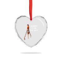Funny Marcus the Worm in Ugly Christmas Sweater Heart Crystal Glass Ornament Robert I Am the Gift Meme Holiday Humor - Wonder Print Shop