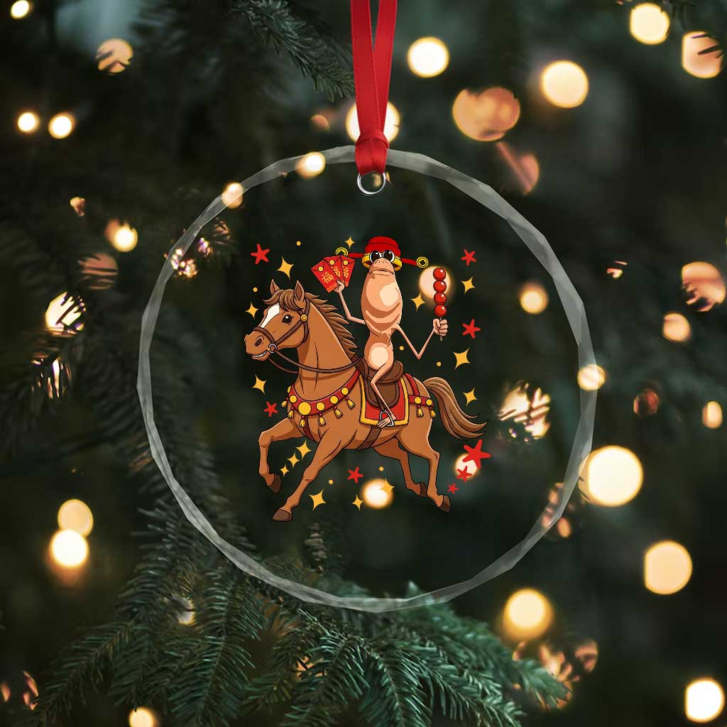 Funny Marcus The Worm Lunar New Year Crystal Glass Ornament Viral Meme - Wonder Print Shop