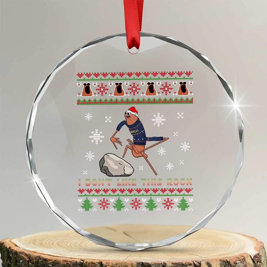 Funny Marcus The Worm Meme Crystal Glass Ornament I Do Not Like This Rock Ugly Christmas Gift - Wonder Print Shop
