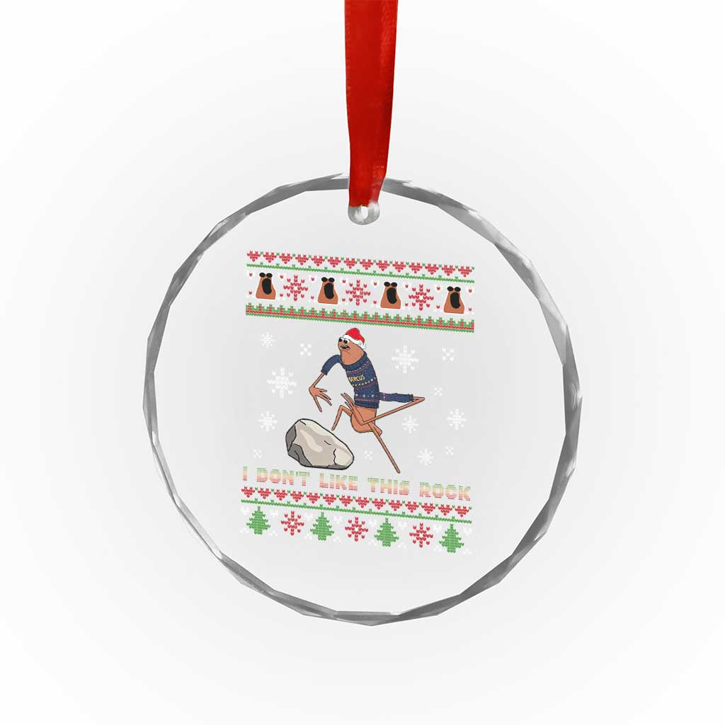 Funny Marcus The Worm Meme Crystal Glass Ornament I Do Not Like This Rock Ugly Christmas Gift - Wonder Print Shop