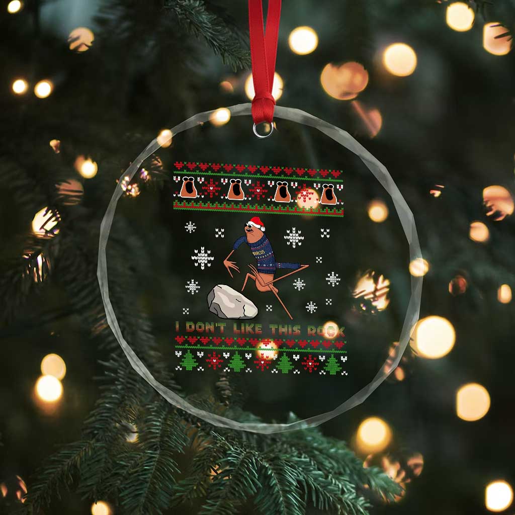 Funny Marcus The Worm Meme Crystal Glass Ornament I Do Not Like This Rock Ugly Christmas Gift - Wonder Print Shop