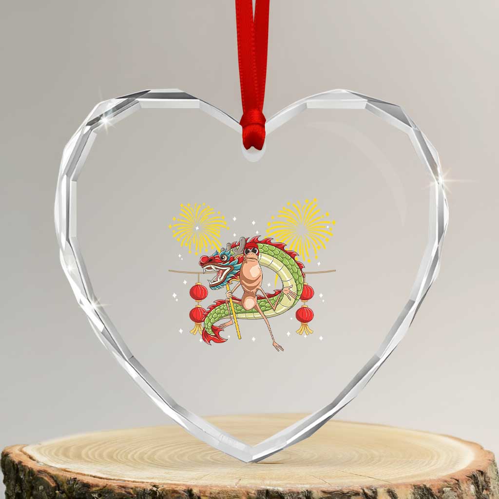 Funny Marcus The Worm Meme Heart Crystal Glass Ornament Viral Lunar New Year - Wonder Print Shop