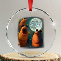 Funny Marcus The Worm New Year Crystal Glass Ornament Happy New Year 2026 Moon NYE Party - Wonder Print Shop