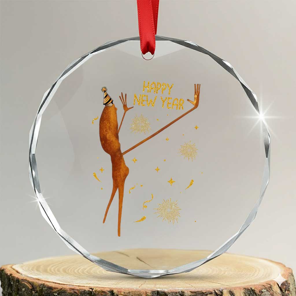 Funny Marcus The Worm New Year Crystal Glass Ornament Happy New Year NYE Party Firework - Wonder Print Shop