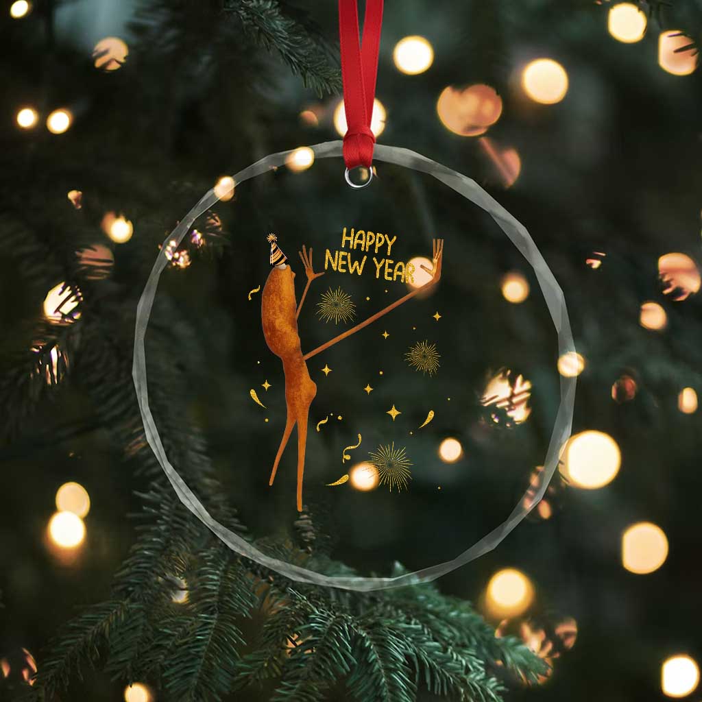 Funny Marcus The Worm New Year Crystal Glass Ornament Happy New Year NYE Party Firework - Wonder Print Shop