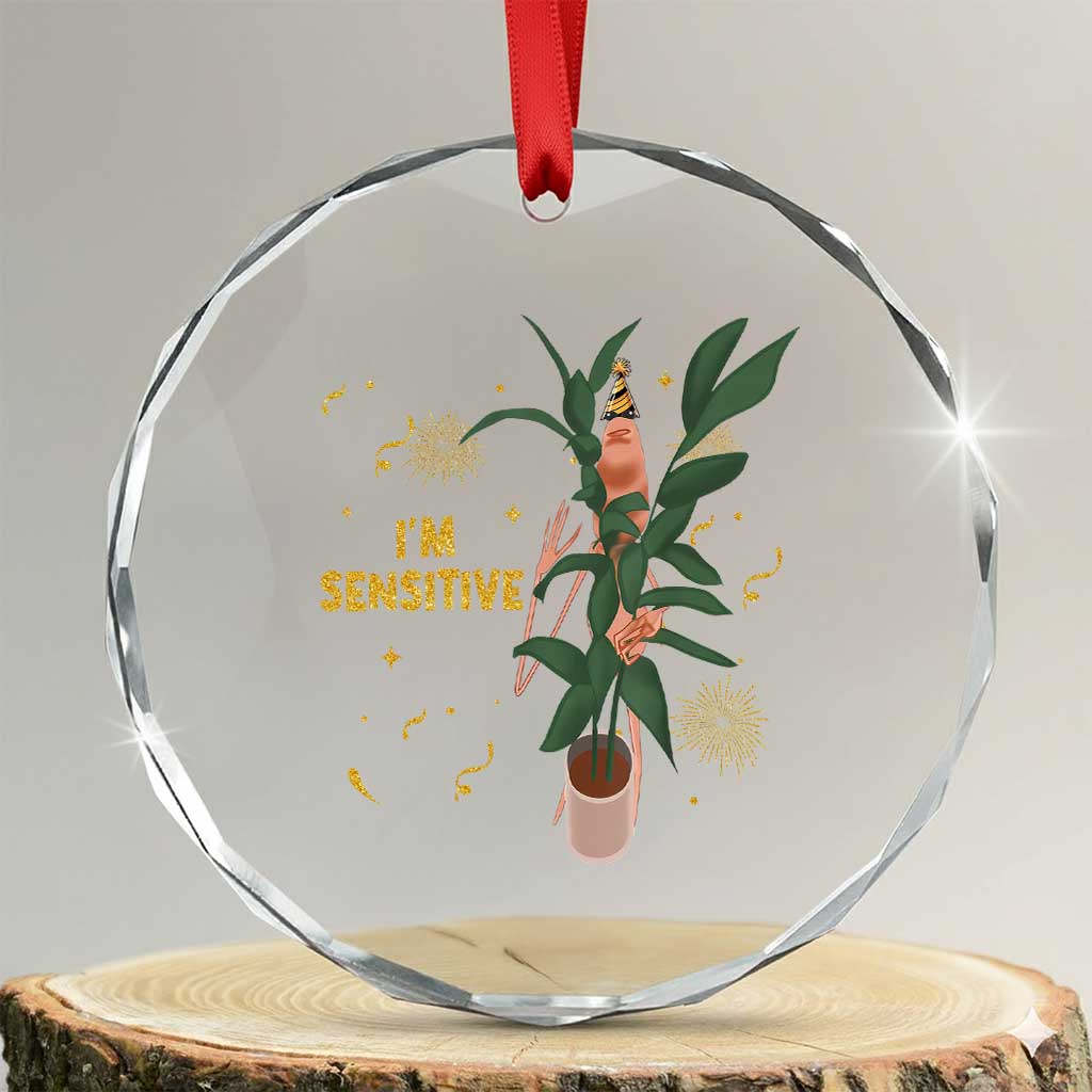 Funny Marcus The Worm New Year Crystal Glass Ornament I Am Sensitive NYE Party Firework - Wonder Print Shop