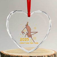 Funny Marcus The Worm New Year Heart Crystal Glass Ornament 2025 I Dont Like This Year Fireworks NYE Party - Wonder Print Shop