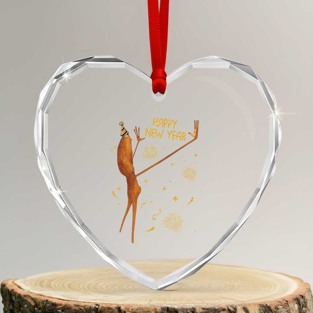 Funny Marcus The Worm New Year Heart Crystal Glass Ornament Happy New Year NYE Party Firework - Wonder Print Shop