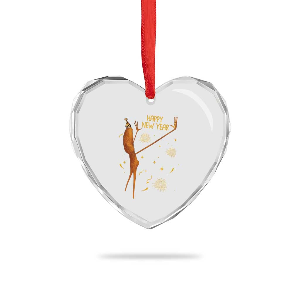 Funny Marcus The Worm New Year Heart Crystal Glass Ornament Happy New Year NYE Party Firework - Wonder Print Shop