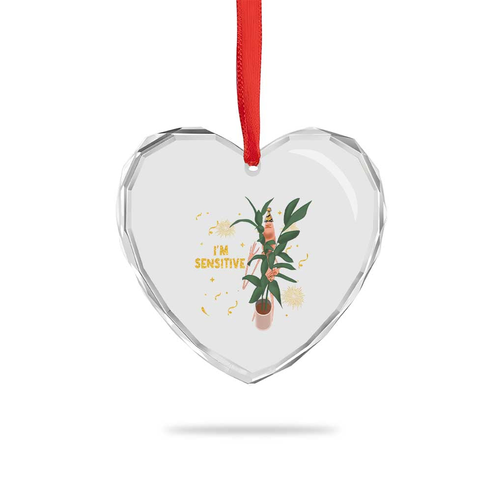Funny Marcus The Worm New Year Heart Crystal Glass Ornament I Am Sensitive NYE Party Firework - Wonder Print Shop