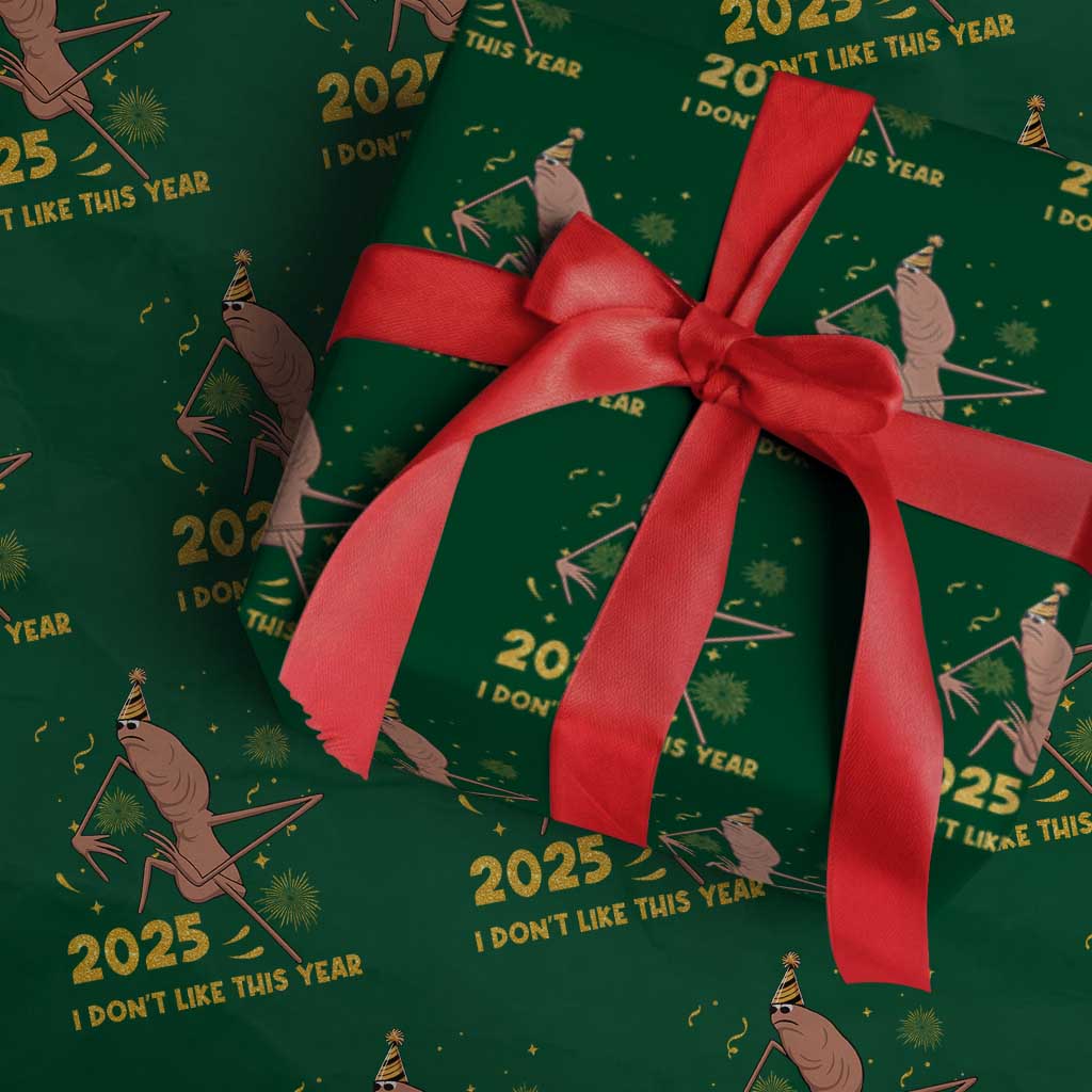 Funny Marcus The Worm New Year Wrapping Paper Roll 2025 I Dont Like This Year Fireworks NYE Party - Wonder Print Shop
