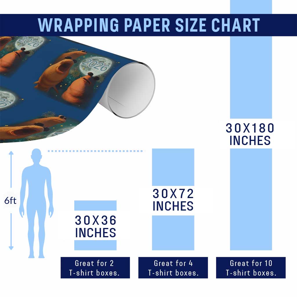 Funny Marcus The Worm New Year Wrapping Paper Roll Happy New Year 2026 Moon NYE Party - Wonder Print Shop