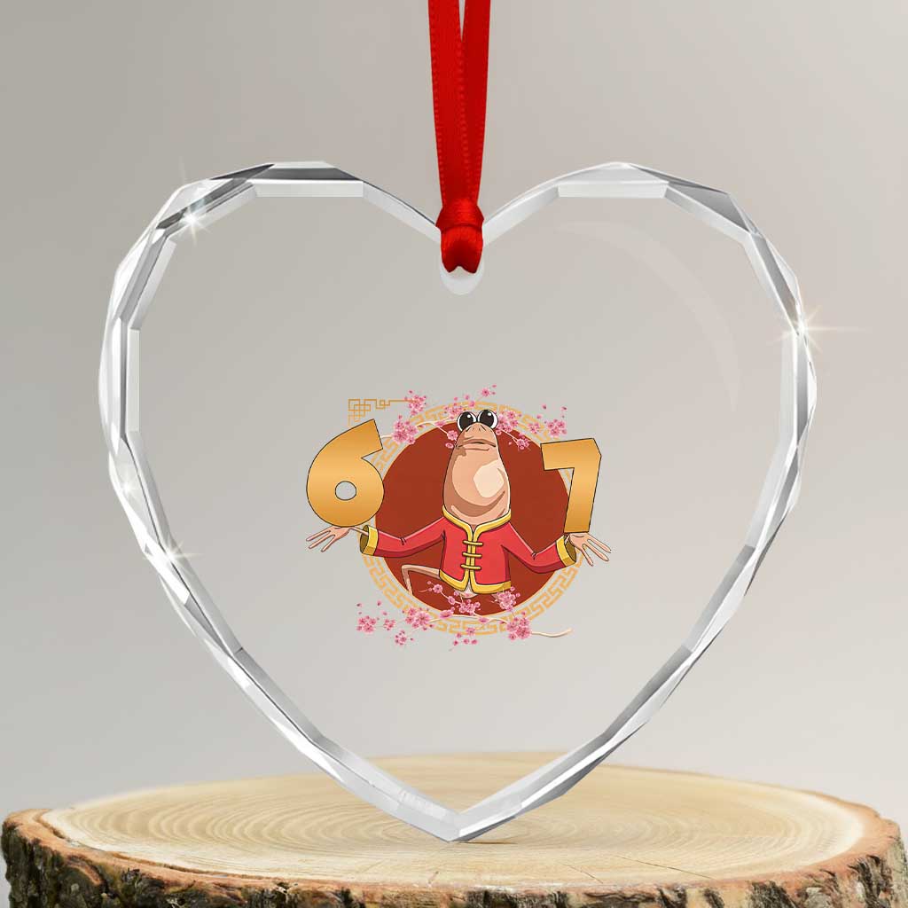 Funny Marcus The Worm Six Seven Lunar New Year Meme Heart Crystal Glass Ornament - Wonder Print Shop