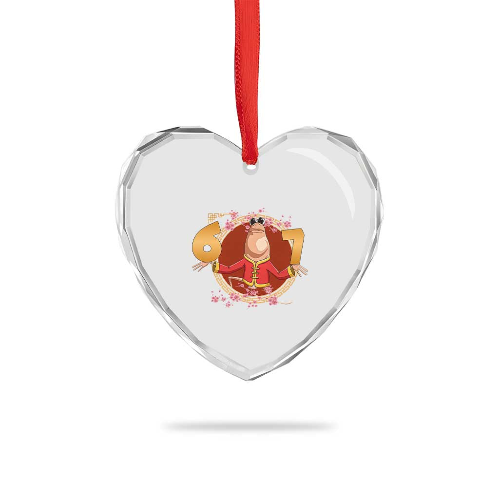 Funny Marcus The Worm Six Seven Lunar New Year Meme Heart Crystal Glass Ornament - Wonder Print Shop