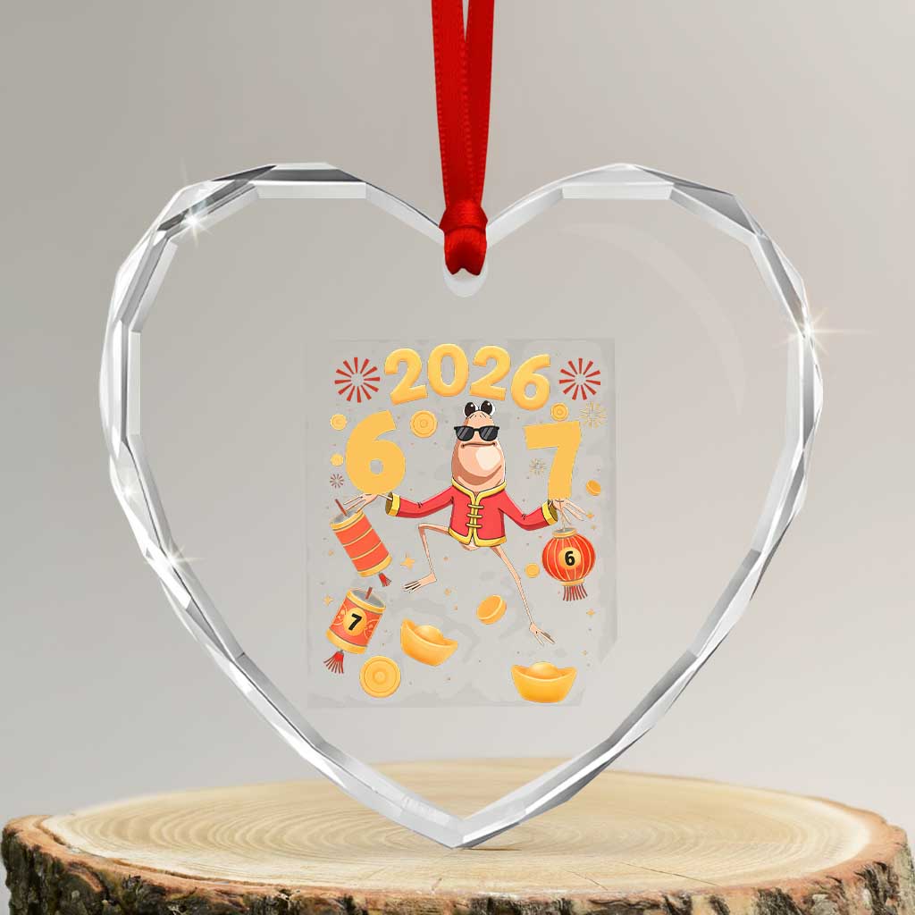 Funny Marcus The Worm Six Seven Meme Heart Crystal Glass Ornament Lunar New Year 2026 Gift - Wonder Print Shop