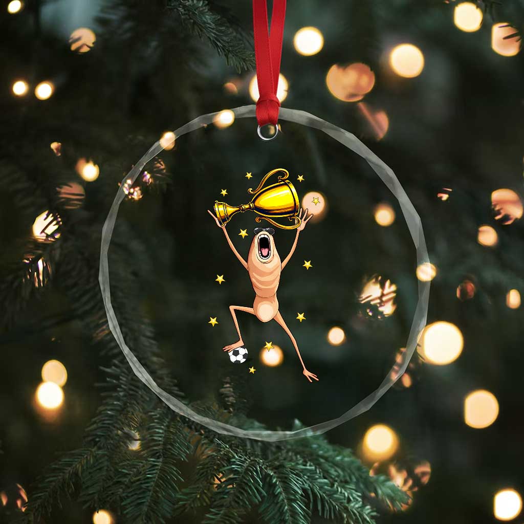 Funny Marcus The Worm Soccer Champion Crystal Glass Ornament Soccer Lover