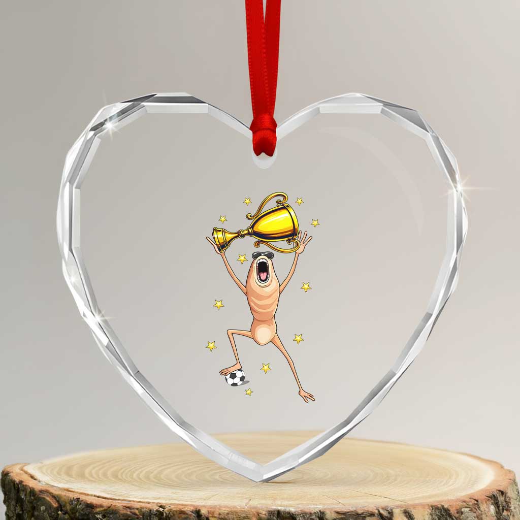 Funny Marcus The Worm Soccer Champion Heart Crystal Glass Ornament Soccer Lover