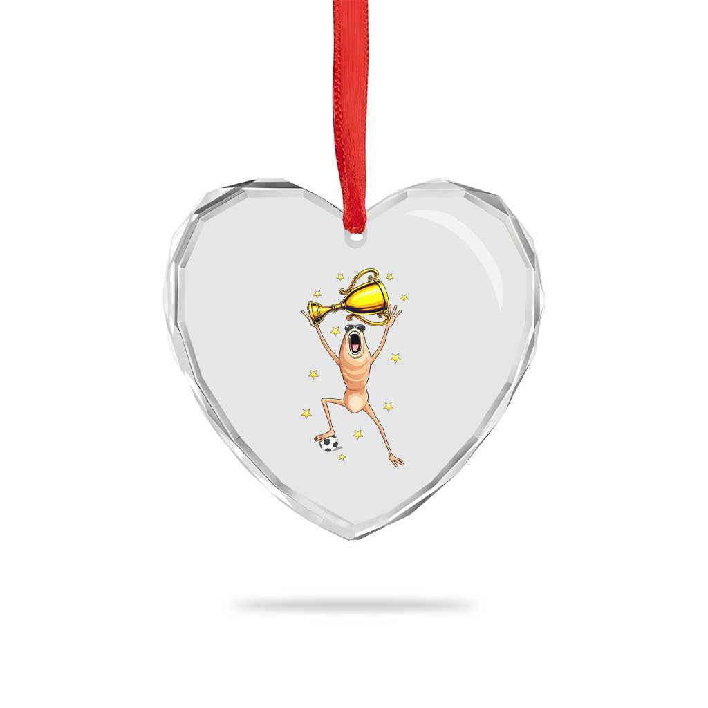 Funny Marcus The Worm Soccer Champion Heart Crystal Glass Ornament Soccer Lover