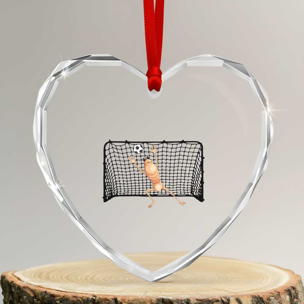 Funny Marcus The Worm Soccer Goalkeeper Gift Heart Crystal Glass Ornament