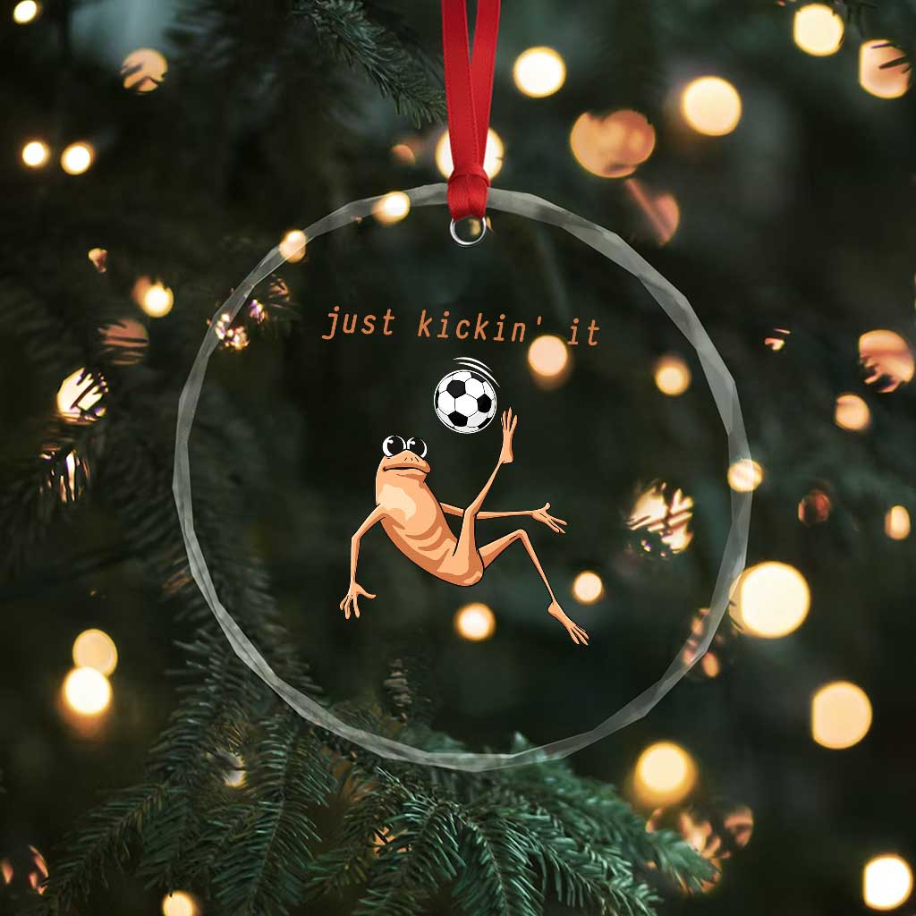 Funny Marcus The Worm Soccer Lover Crystal Glass Ornament Just Kickin It