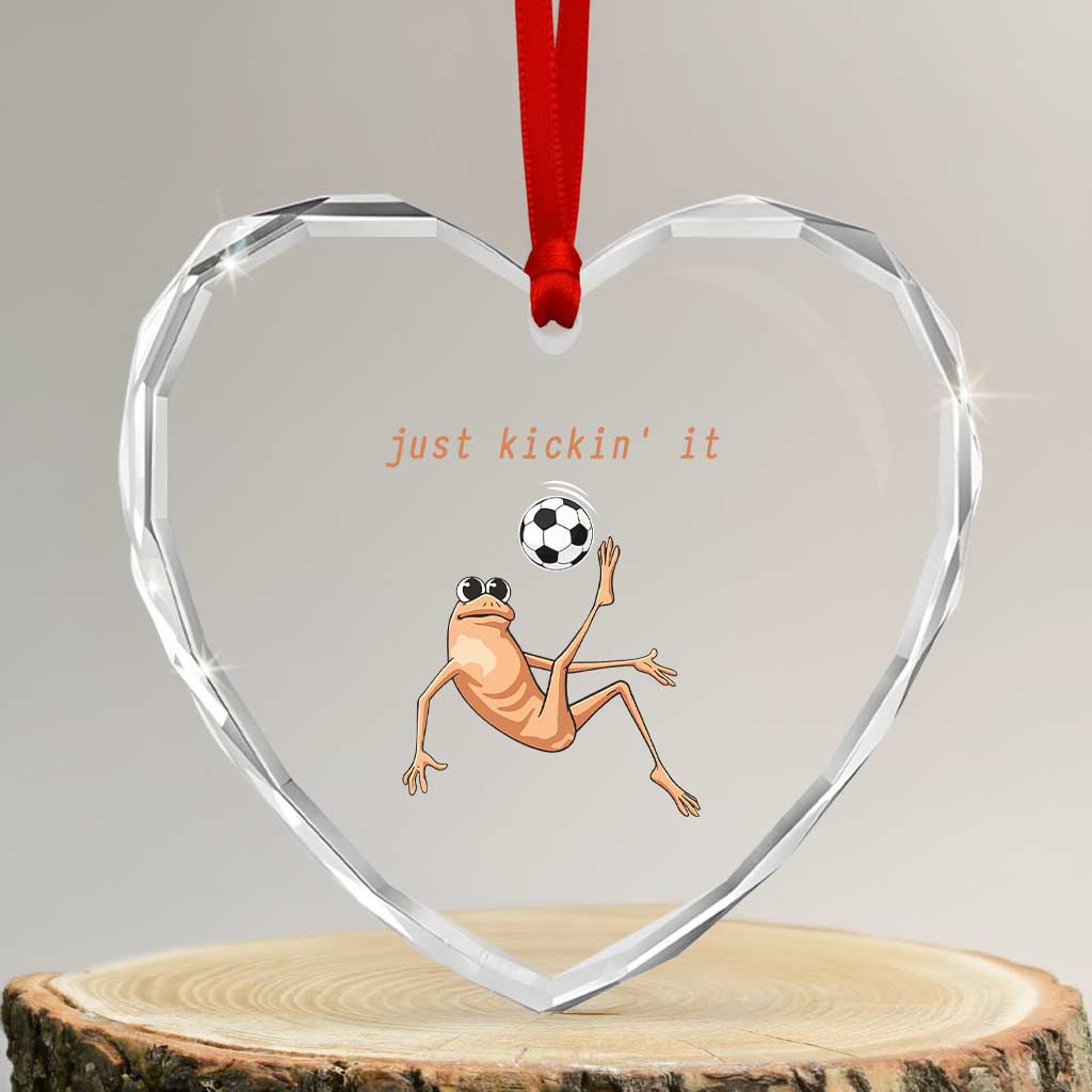 Funny Marcus The Worm Soccer Lover Heart Crystal Glass Ornament Just Kickin It