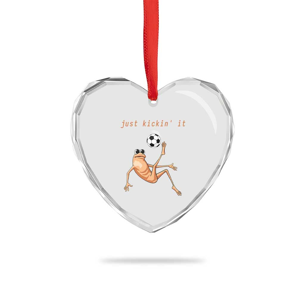 Funny Marcus The Worm Soccer Lover Heart Crystal Glass Ornament Just Kickin It
