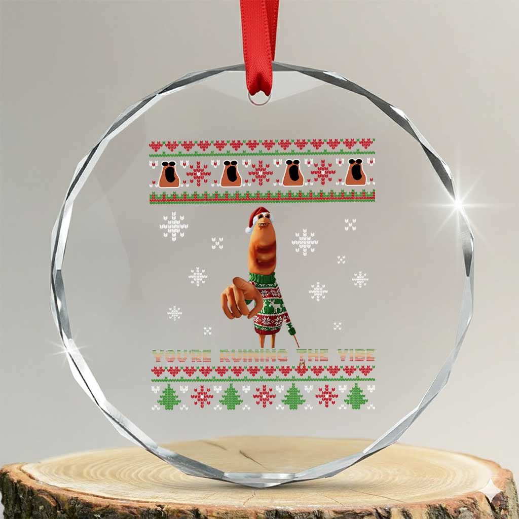 Funny Marcus The Worm You Are Ruining The Vibe Crystal Glass Ornament Ugly Christmas Gift - Wonder Print Shop