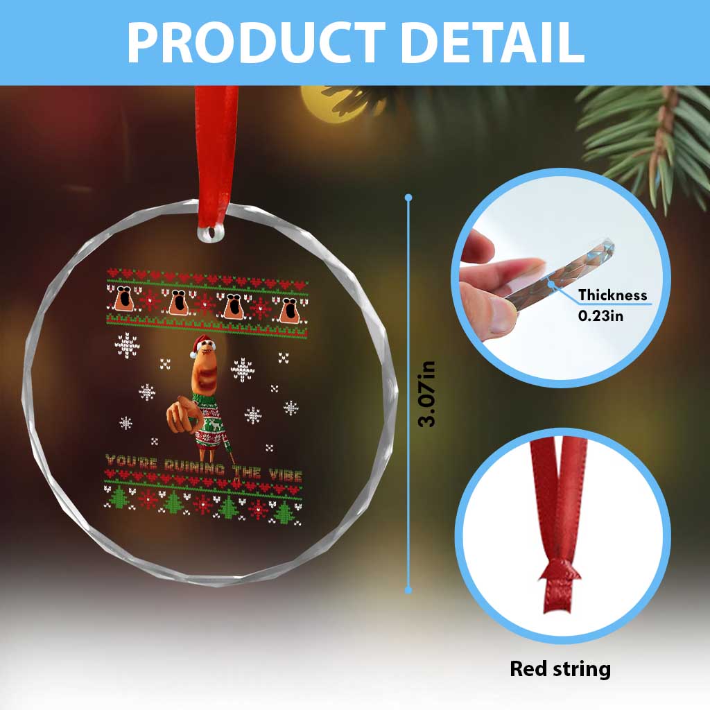 Funny Marcus The Worm You Are Ruining The Vibe Crystal Glass Ornament Ugly Christmas Gift - Wonder Print Shop